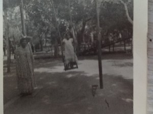 My sister Razia playing inthe school grounds