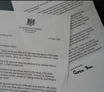 Letters from Gordon Brown congratulating Prof Gatrad on the publication of his 2 books
