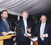 Receiving an 'Achievements’ award at the Honours Dinner at the House of Lords (Lord Walton and Lord Ahmed)